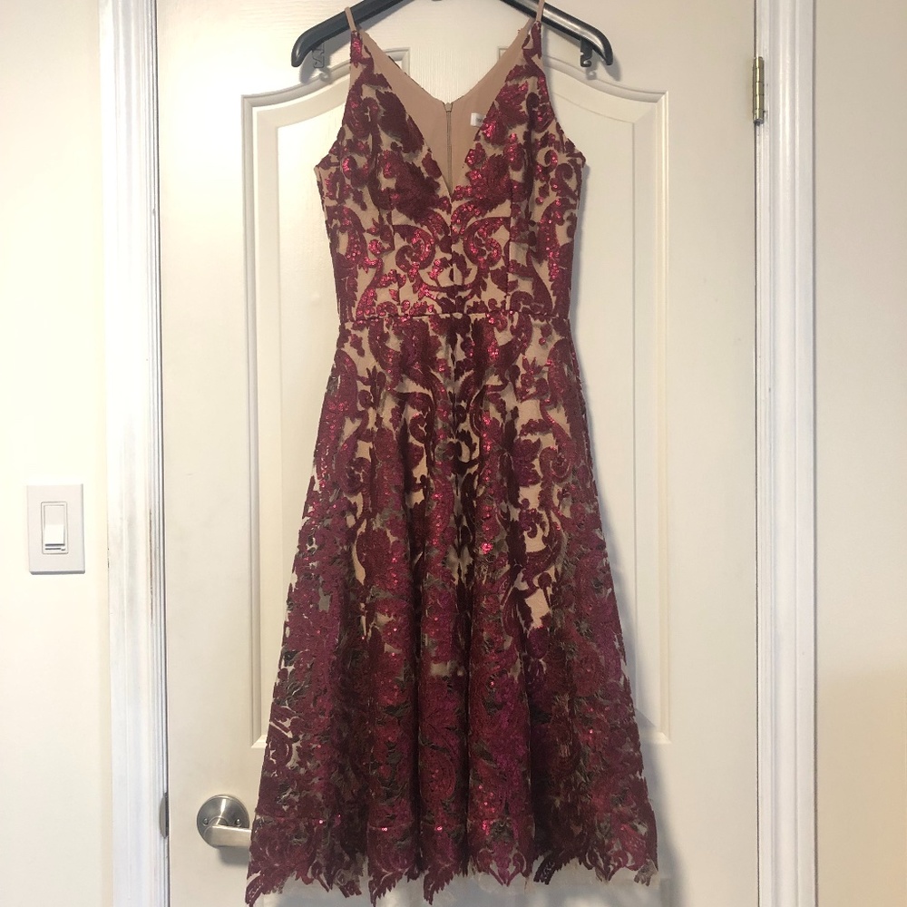 NWOT Dress the Population Blair Fit and Flare Midi Dress - Picture 3 of 8